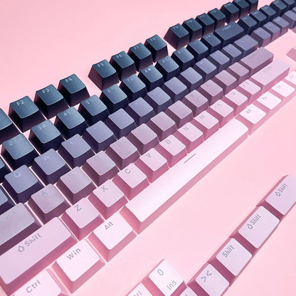 RGB-Gamer-Tastenkappen mit Farbverlauf-Hintergrundbeleuchtung für mechanische Tastaturen mit MX-Switches, OEM-Profil, PBT-Keycaps, Weiß/Blau, ISO-Layout, DIY-Tastenkappen