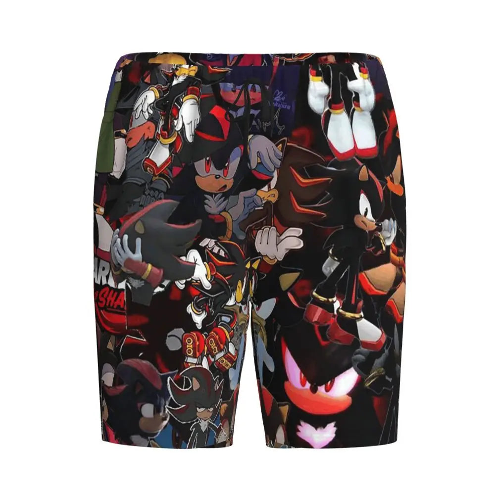 Custom Shadow The Hedgehog Sonic Poster Short Pajama Pants Men Sleepwear Sleep Lounge Bottom Shorts Sleeping Pants