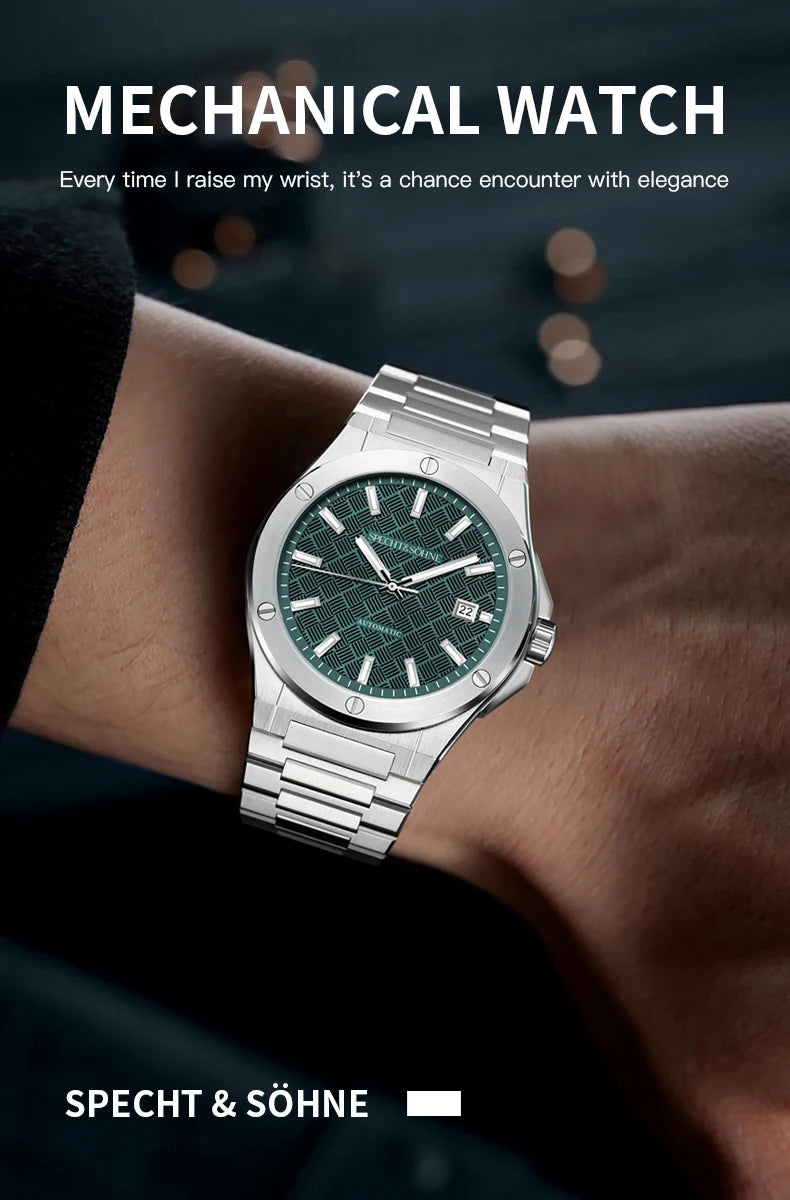 Relógio Masculino Specht&Sohne 2025 Novo 38MM Automático, Movimento Japonês Miyota 8215, Aço, Vidro de Safira, Reloj Homb Impermeável