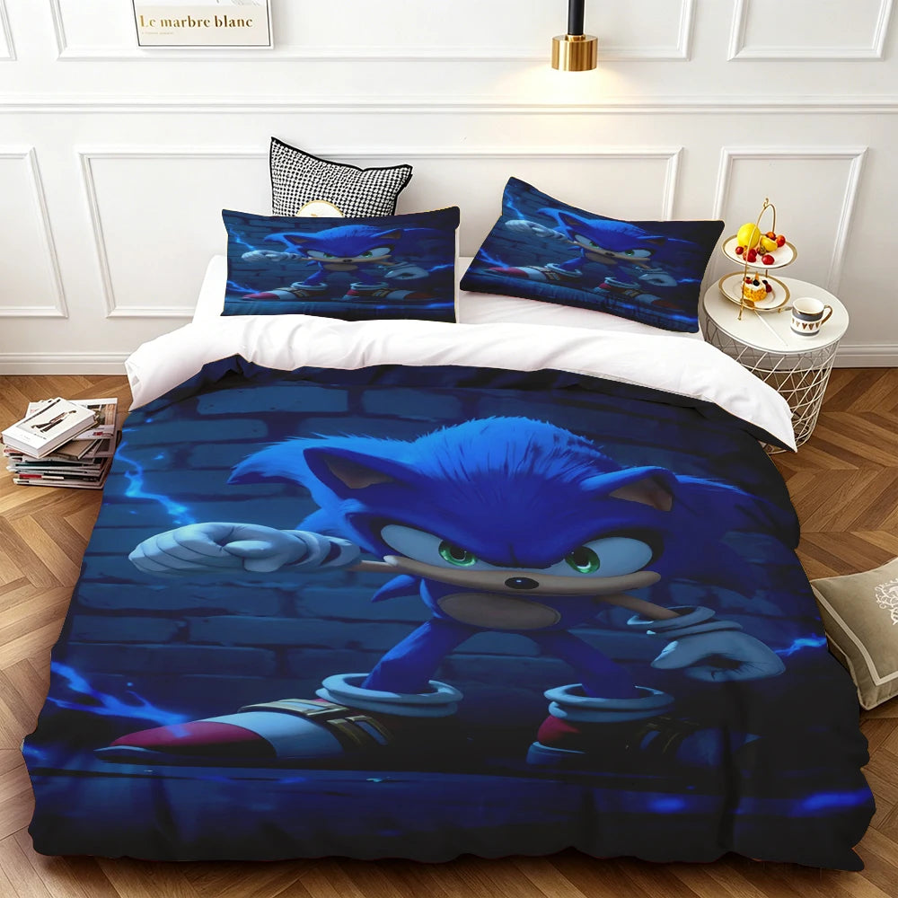 Sonic Duvet Cover for Kids Cool Bedding Set, Duvet Cover for Bedroom Decor Soft and ComfortableTwin, Double, Queen, and King
