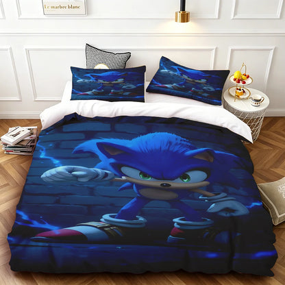 Sonic Duvet Cover for Kids Cool Bedding Set, Duvet Cover for Bedroom Decor Soft and ComfortableTwin, Double, Queen, and King