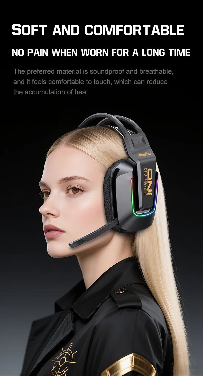 Auriculares gaming inalámbricos ONIKUMA GT828 Bluetooth 5.3 RGB con micrófono, cancelación de ruido y conexión de 4 modos para PC, PS5 y portátil