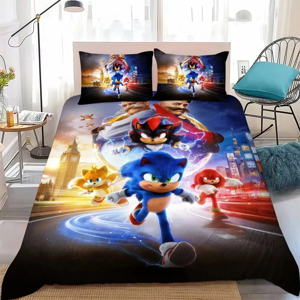 The Movie H-Hedgehog S-SonicES 3 Duvet Cover Set Soft Wash Cotton Bed 2/3pcs Summer Comfortable Student Dormitory Home Bedding