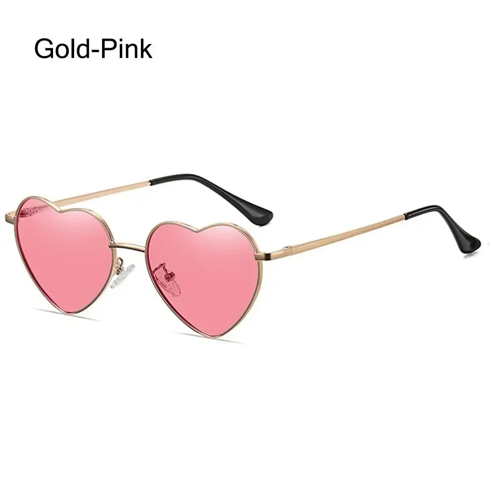 Heart-Shaped Sunglasses Heart Sun Glasses Shades Vintage 90s Glasses UV400 Protection Metal Frame Sunglasses Fancy Accessories
