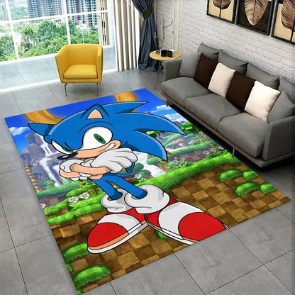 Classic Game S-Sonic Cartoon Non-Slip Area Rug for Living Room,Bedroom,Playroom,Soft Carpet Floor Mat Home Decor Rug Kids Room