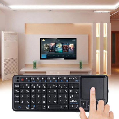 Teclado sem Fios A8 Mini 2.4G com Retroiluminação em 7 Cores, 3 em 1, Teclado Portátil com Touchpad e Air Mouse para Android TV Box, PC e Tablet