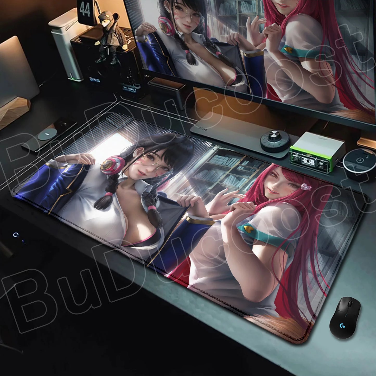 Геймърски пад за мишка Overwatch Anime Girl, голям XXL, HD печат, постелка за компютърна клавиатура, лаптоп и офис, мека гумена подложка за бюро, 900x400 MM