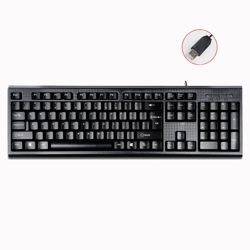 Q9 Einzelne Tastatur USB, quadratischer Anschluss, für Büro und Zuhause, PS2-Rundanschluss, kabelgebunden, für Desktop-Computer