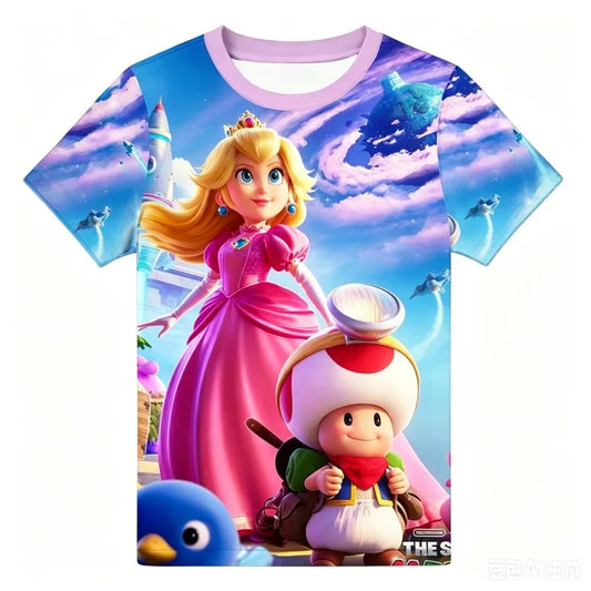 Super Mario Bros 3D Print T-shirt  Adults Children/Youth Mario Peach Sonic Game Cartoon Short Sleeve Tee Streetwear Casual Tops
