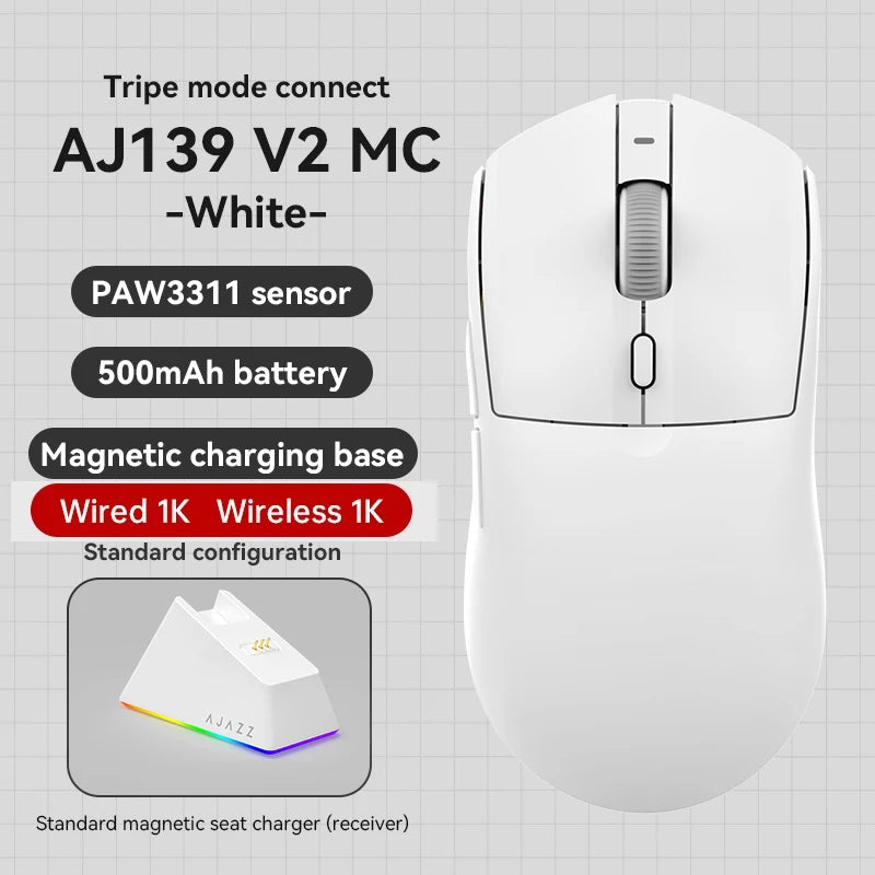 AJAZZ AJ139Pro/AJ139V2MC draadloze muis PMW3395/PAW3311-chipset 12000-26000Dpi professionele gamingmuis