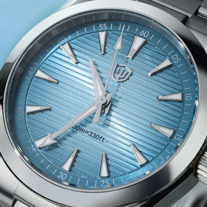 Ura Watchdives WD0006, mehanizem VH31 s tekočim sekundnim kazalcem, izbočeno safirno steklo, luminescentni premaz BGW9, vodotesna do 10 barov, premer 38 mm, vintage stil
