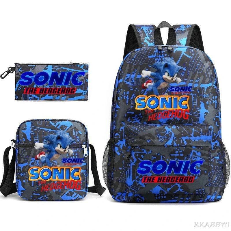 Sonic Backpacks Student School Bags for Teen Men Women Tote Bag Clutch Pocket Nylon Backpacks Travel Mochilas