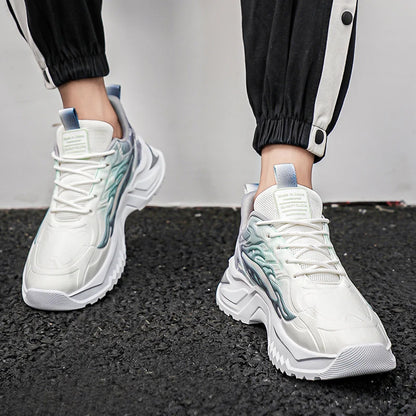 Scarpe sportive da uomo alla moda con lacci, versatili, antiscivolo, con suola spessa, comode scarpe casual da running per adolescenti, da indossare ogni giorno