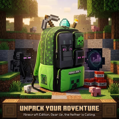 In Stock Minecraft Backpack Large Capacity Lightweight Pressure Relief Cartoon Print Outdoor Travel Hiking For Men Students