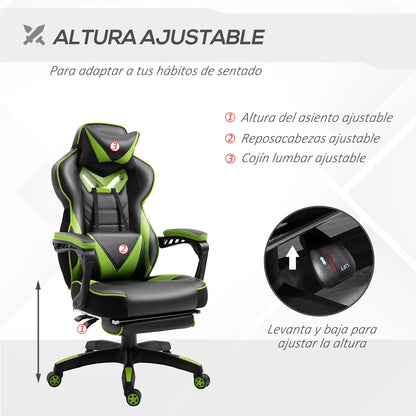 Sedia da gaming ergonomica Vinsetto con schienale reclinabile 65X70X118.5-126.5Cm