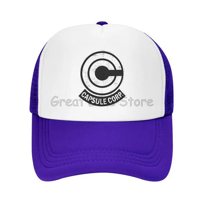 Capsule Corp Mesh Baseball Caps Unisex Hip-Hop Trucker Hat Anime DBZ Dad Hat Adjustable Racing Cap Summer Trucker Snapback Hats