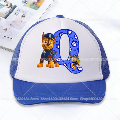 Casquettes de baseball en maille PAW Patrol : Chase, personnage de dessin animé, lettres, pour adultes et enfants, casquettes de sport, anime, été, protection solaire, visière, cadeau pour garçon et fille