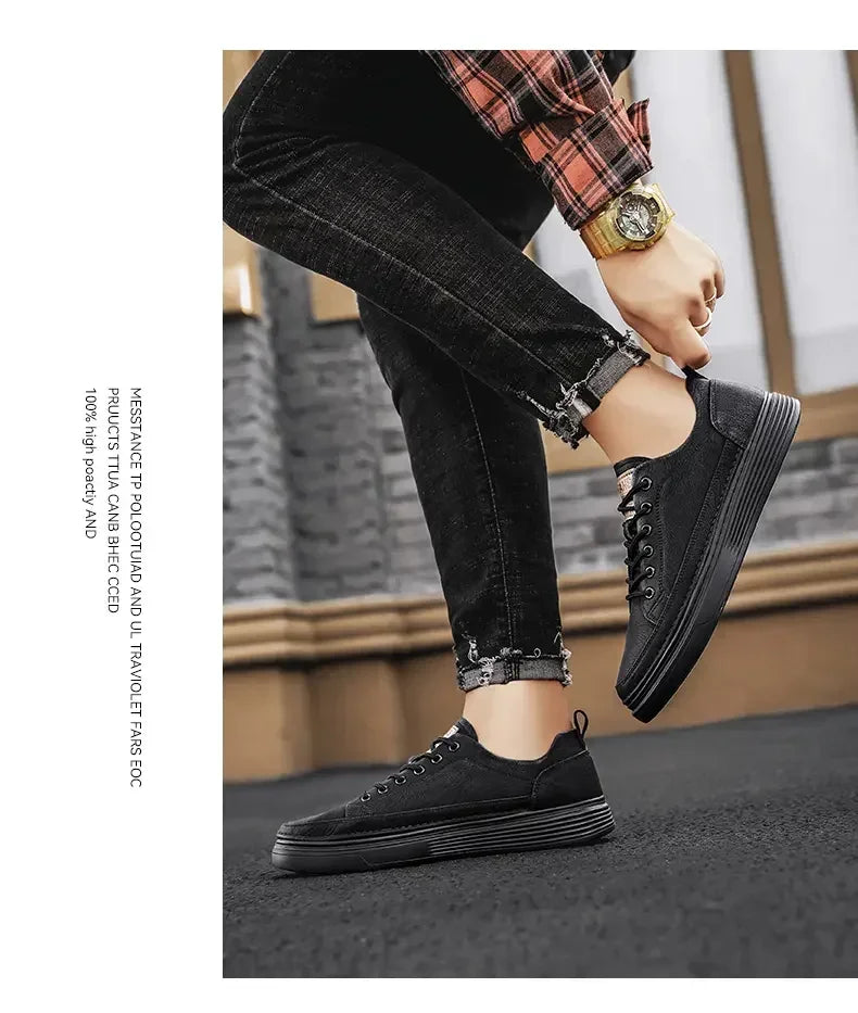Classic Men's Sneakers Platform Slip-On Casual Leather Sneakers New Comfort Flat Spring Loafers Shoes