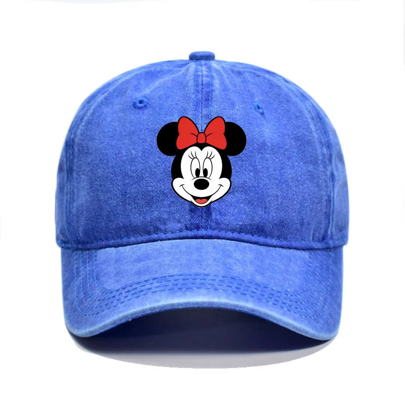 Unisex Vintage Washed Mickey Minnie Print Baseball Cap for Men Women Cartoon Trucker Hat Adjustable Snapback Casual Hip Hop Hat