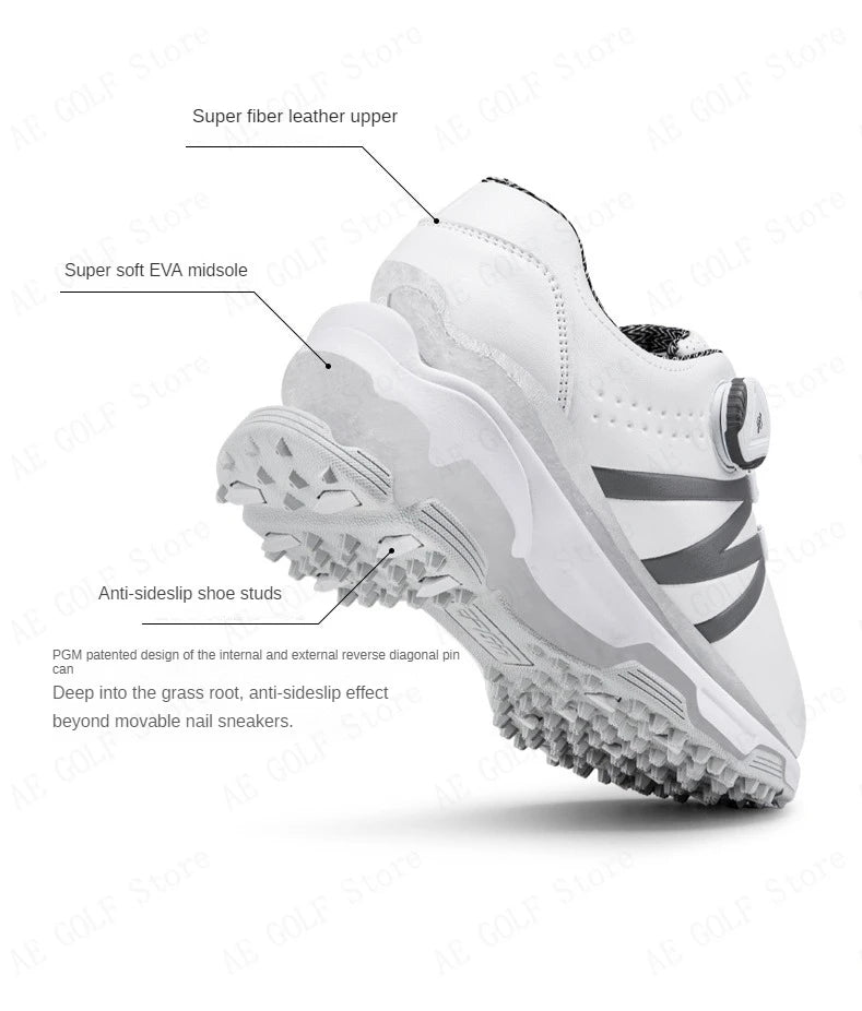 PGM Boys Girls Golf Shoes Light Weight Soft and Breathable Waterproof Anti-slip Universal Outdoor Sports Shoes XZ127