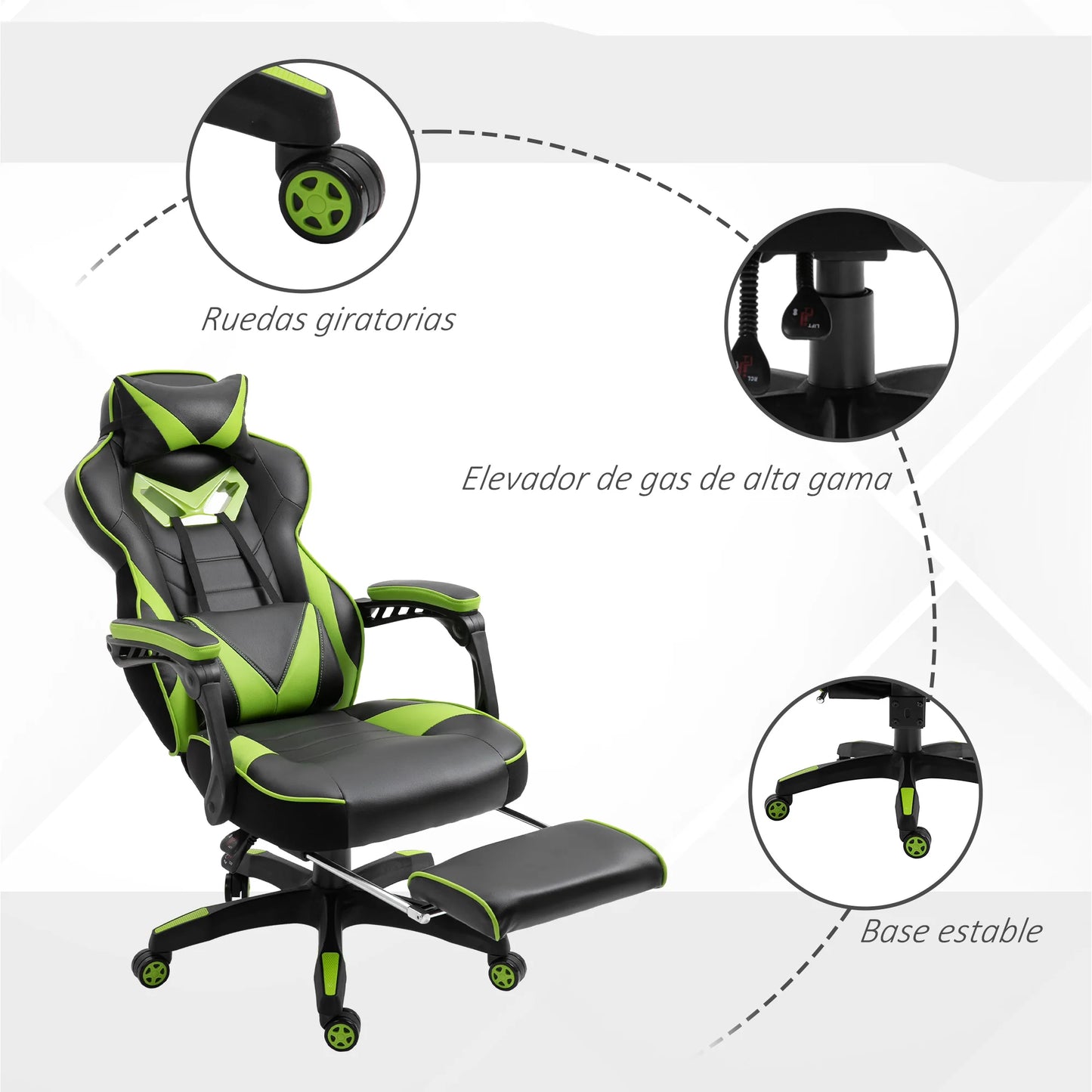 Sedia da gaming ergonomica Vinsetto con schienale reclinabile 65X70X118.5-126.5Cm