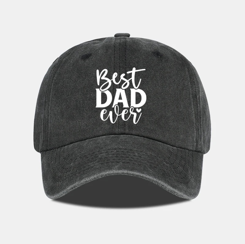 “Best DAD Ever” Printed Vintage Washed Baseball Cap – Adjustable, Casual, Men's Father's Day Gift, Dad Cap – Fishing & Hiking