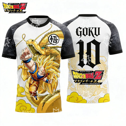 New Dragon Ball Super Saiyan Goku graphic football jersey Summer Sports Dry Quickly Men's T-Shirt Kid's Clothing Tee Y2k Woman