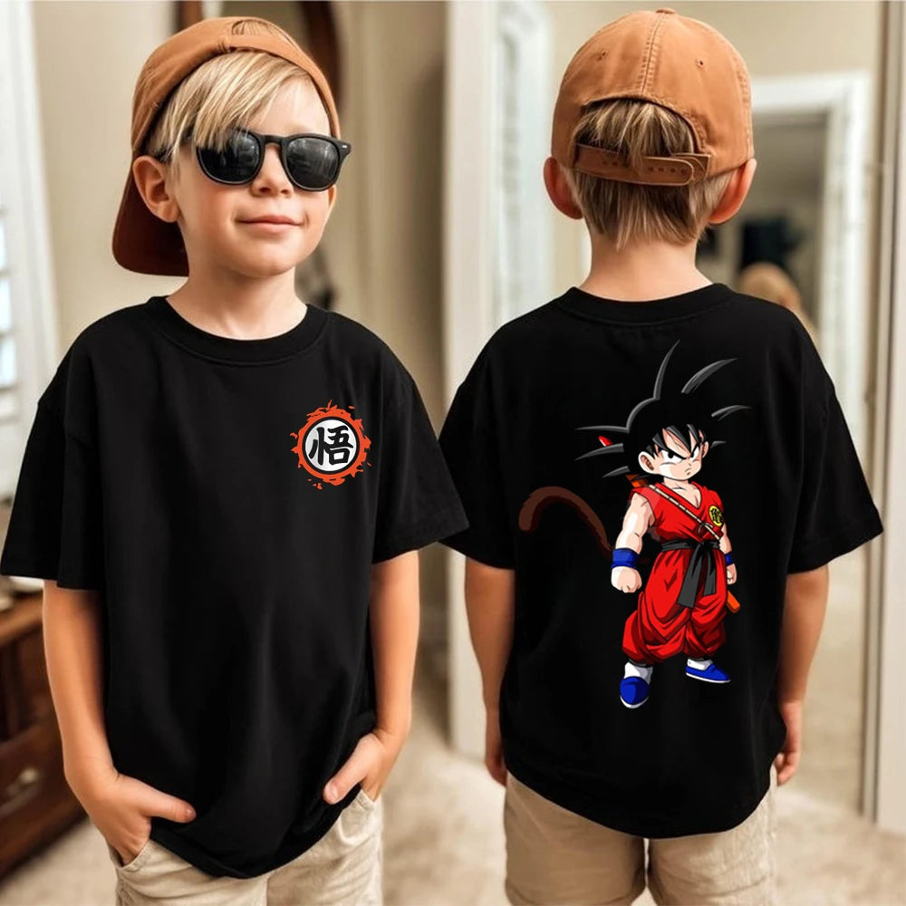 Anime Dragon Ball Cosplay T-Shirt Cotton Short Sleeve Tops Casual Loose Retro T-Shirt Men Women Family Matching Summer Outfits