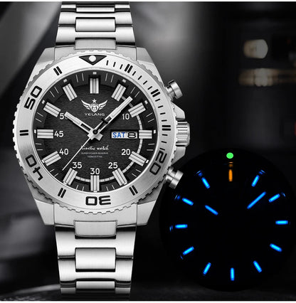 Yelang Watches V1035 44mm Men Diving Watch Human Kinetic Energy Watch 100m Waterproof Watches luminous Japan PX83 Sapphire