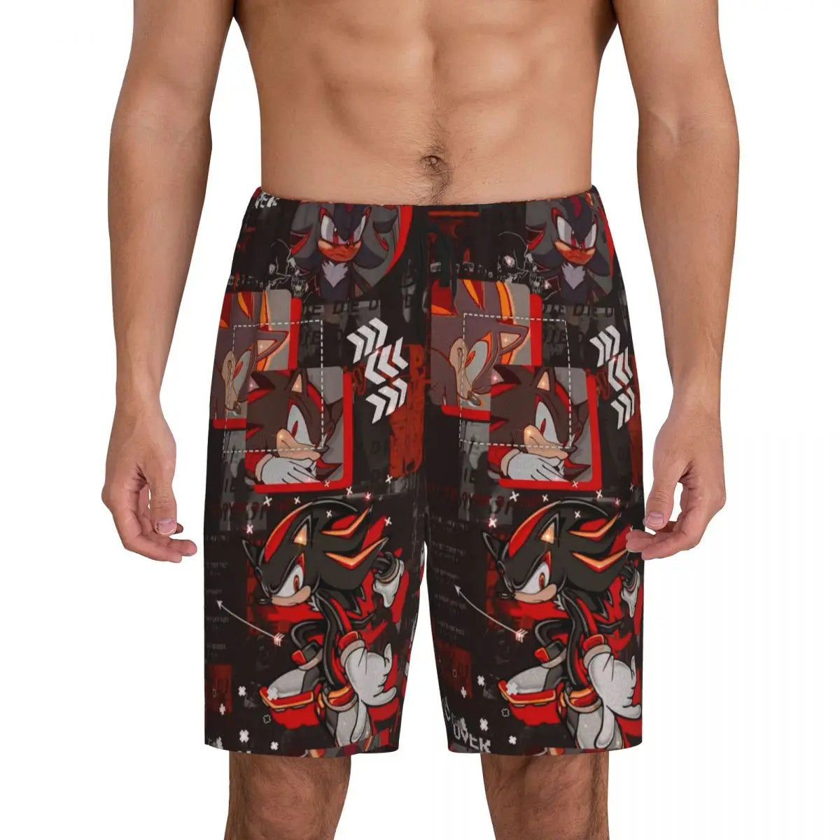 Custom Shadow The Hedgehog Sonic Poster Short Pajama Pants Men Sleepwear Sleep Lounge Bottom Shorts Sleeping Pants