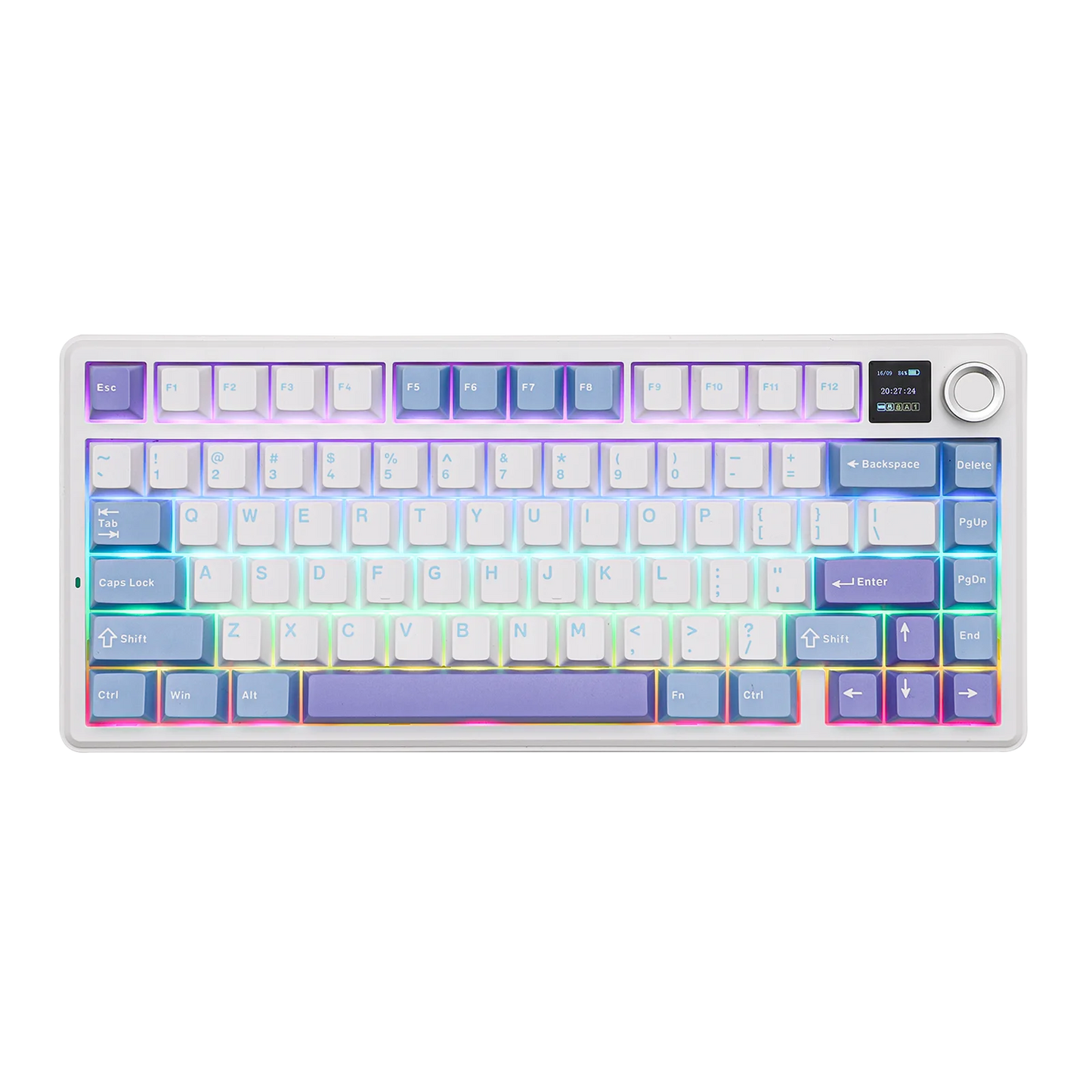 EPOMAKER X AULA F75 MAX kompakte mechanische Tastatur im 75-%-ANSI-Layout, kabelgebunden/Bluetooth/2.4GHz kabellos, mit TFT-Bildschirm und Drehregler