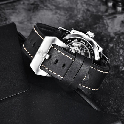 BENYAR Watch for Men Luxury Skeleton Tourbillon Automatic Mechanical Mens Watch 30M Waterproof Leather Strap Sports Reloj Hombre