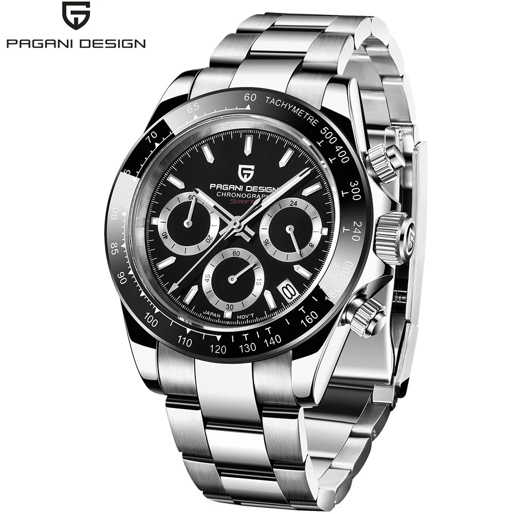 PAGANI DESIGN chronograafhorloge voor heren – Luxe quartz-polshorloge, verlicht en waterdicht.
