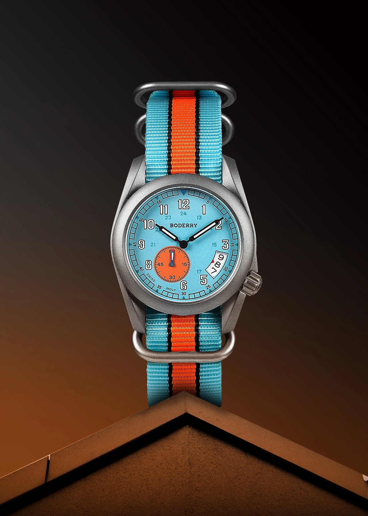 Boderry Field Watch Titanium Quartz Watches VOYAGER 38 Mens 100M Waterproof Clock Military Sport Luminous Business Wristwatch