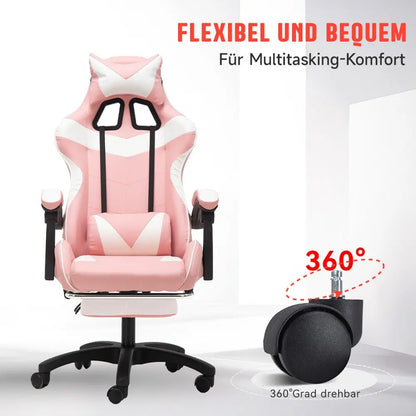 Gaming-Stuhl Gaming-Sessel höhenverstellbarer Bürostuhl mit verstellbarer Liegefunktion, Katzenohren und Kissen