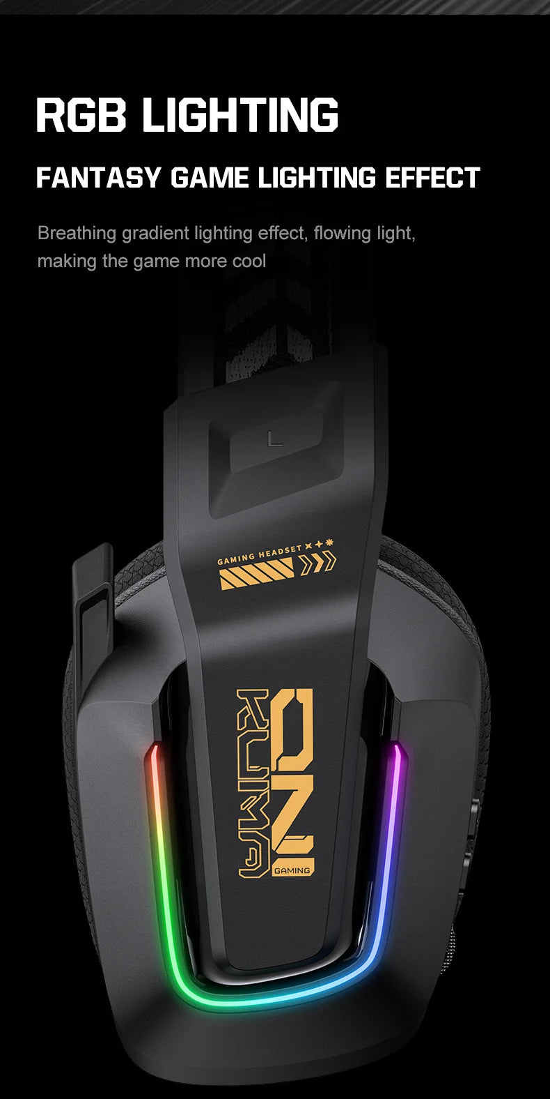 Auriculares gaming inalámbricos ONIKUMA GT828 Bluetooth 5.3 RGB con micrófono, cancelación de ruido y conexión de 4 modos para PC, PS5 y portátil