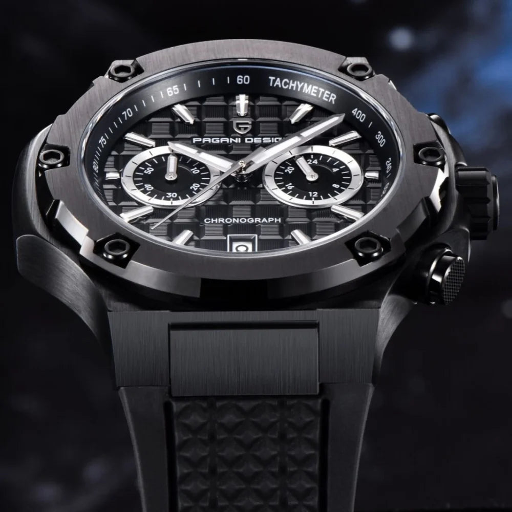 PAGANI DESIGN PD-YS032 Herren-Quarzuhr 44mm Japan VK64 Uhrwerk Edelstahlgehäuse Kautschukarmband Saphirglas 100M wasserdicht