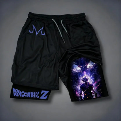 Dragon Ball Son Goku 2026 Men's Quick-Drying Double-Layer Gym Shorts Summer Fitness Sports Y2K Style Fake Two-Piece Pants