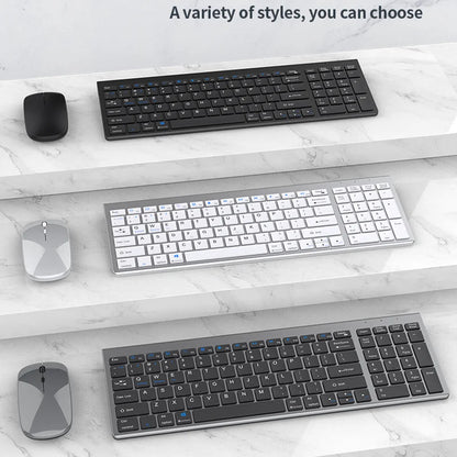 Conjunto de teclado e rato sem fios JOMAA Bluetooth e USB 2.4G para portátil, computador e iPad, combo recarregável e silencioso