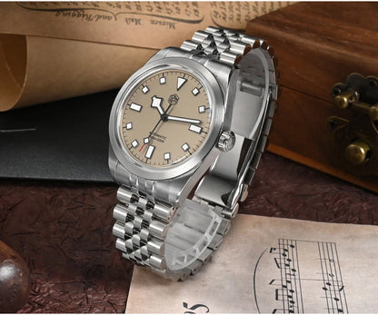 San Martin 38mm Men's Sport Watch Fashion Luxury Explore Climbing Automatic Mechanical Sapphire Waterproof 5 Links Bracelet BGW-9