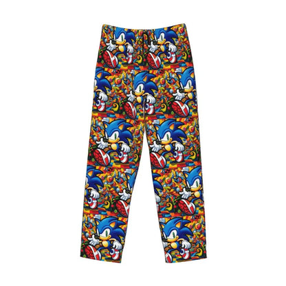 Custom Print Men's Soniced Pajama Pants Hedgehog Game Sleepwear Sleep Lounge Bottoms with Pockets