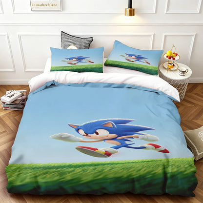 Sonic Duvet Cover for Kids Cool Bedding Set, Duvet Cover for Bedroom Decor Soft and ComfortableTwin, Double, Queen, and King