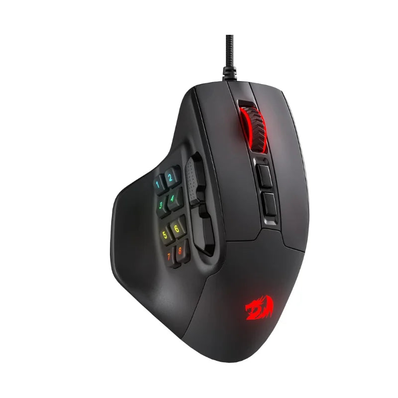 Геймърска MMO мишка Redragon M811 Aatrox, кабелна RGB мишка за геймъри с 15 програмируеми бутона и ергономичен дизайн за естествен захват