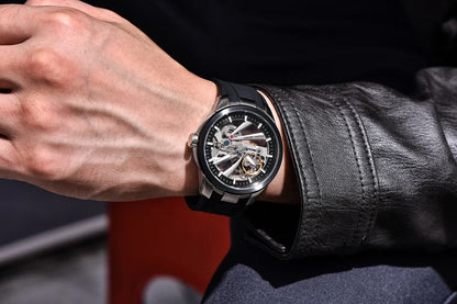 Pánske hodinky PAGANI DESIGN – Luxusný mechanický model s automatickým náťahom, priehľadný ciferník, zafírové sklo s antireflexnou úpravou, vodotesné, luminiscenčné ručičky – Tip na darček pre muža