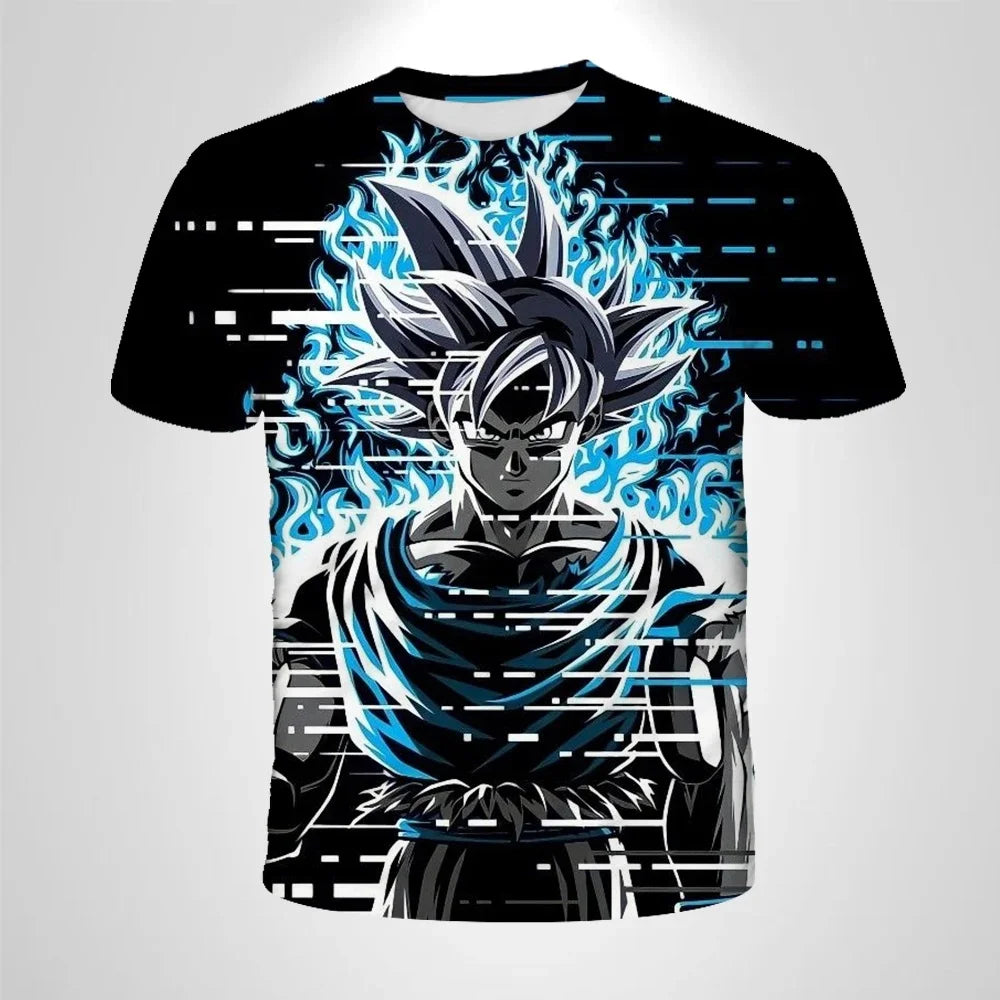 2026 Children's Breathable Short-sleeved Japanese Anime Dragon Ball Z Goku Goku Saiyan Men's Short-sleeved T-shirt,Sports Top