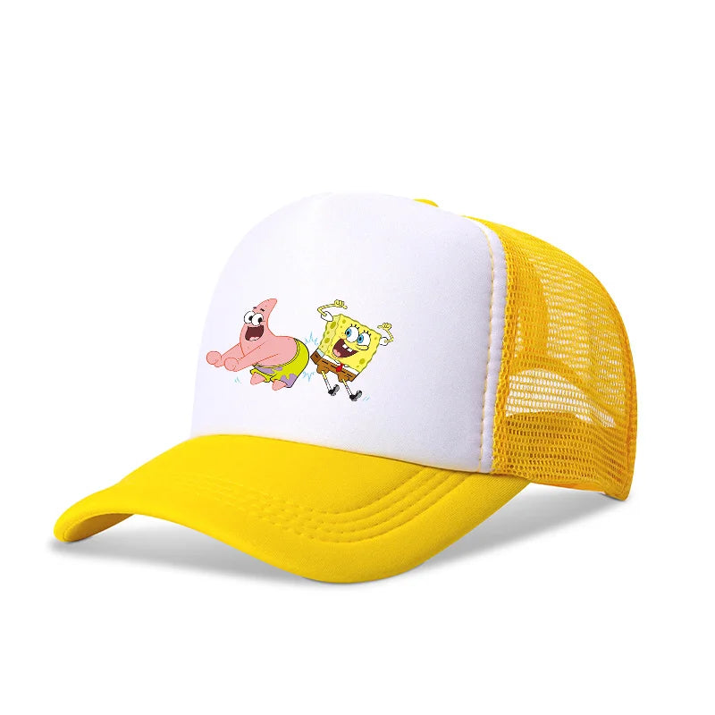 Casquette de baseball SpongeBob mignonne, style anime, ronde, unisexe, pour enfants (garçons et filles) et adultes, sportive, décontractée, pare-soleil, ajustable, inspirée du film d'animation, à visière, en maille
