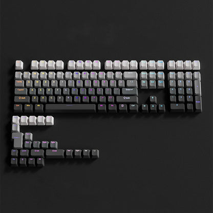 RGB-Gamer-Tastenkappen mit Farbverlauf-Hintergrundbeleuchtung für mechanische Tastaturen mit MX-Switches, OEM-Profil, PBT-Keycaps, Weiß/Blau, ISO-Layout, DIY-Tastenkappen