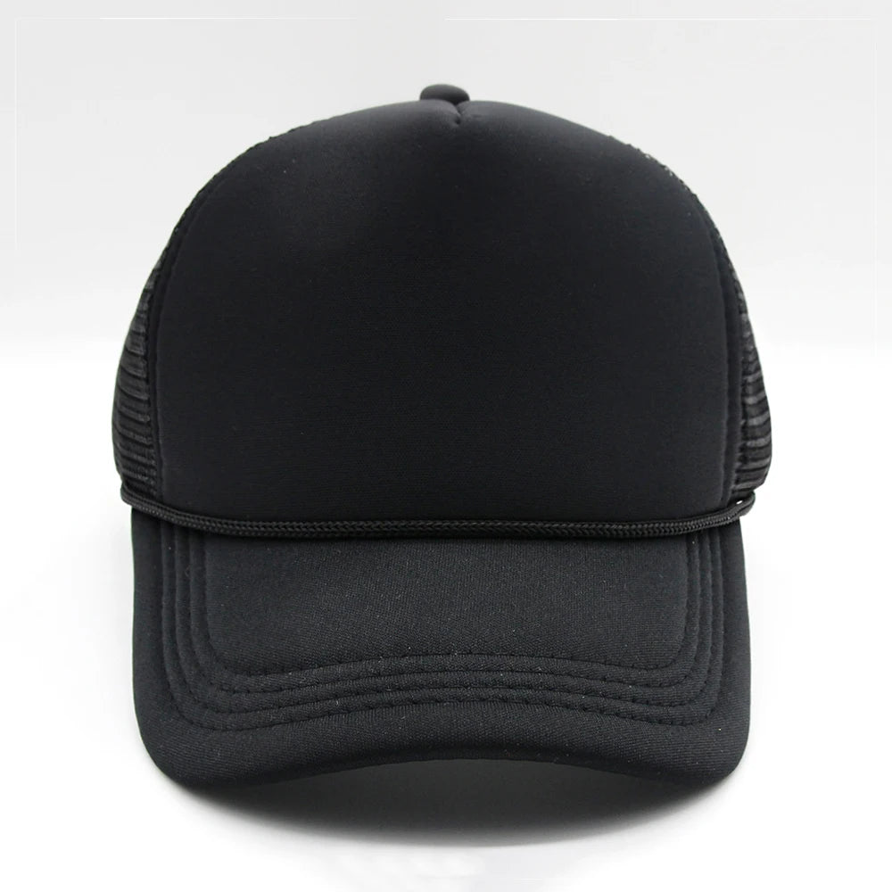 5 panel Trucker Caps Men Women Plain Blank Foam Mesh Baseball Cap With Rope Summer Breathable Outdoor Sport Sun Visor Hats