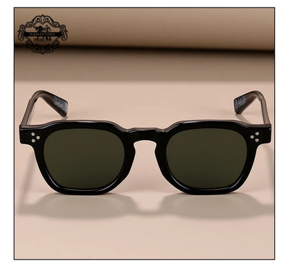 Classics Rivets Style Retro Sun Glasses for Women TR90 Frame Polygon Polarized Sunglasses UV400 Male Black Green 2025 Summer