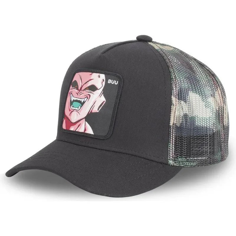 „Dragon Ball Buu Goku“ kepurė – vasarinė kelioninė kepurė su snapeliu, vyriška, siuvinėta, hip-hop stiliaus, su saulės skydeliu, reguliuojama, „trucker“ stiliaus tinklinė kepurė